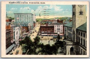 Worcester Massachusetts 1922 Postcard Harrington Corner