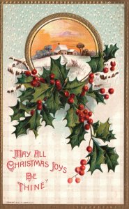 Vintage Postcard May All Christmas Joys Be Thine Holiday Season's Greetings