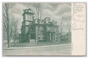 Postcard Public Library Church & East Main Sts. North Adams Mass. Massachusetts