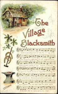 Village Blacksmith Anvil Hammer Sheet Music c1910 Postcard 