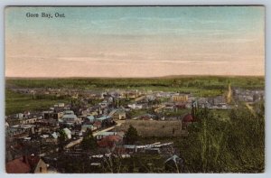 Gore Bay, Manitoulin Island, Ontario, 1931 Birdseye View Postcard, North Bay RPO