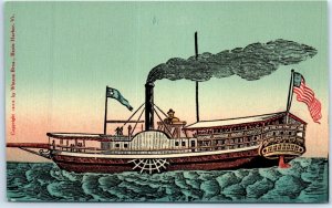 Postcard - The first Steamboat on Lake Champlain - Vermont