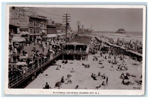 1910 Boardwalk And Beach Atlantic City New Jersey NJ RPPC Photo Antique Postcard