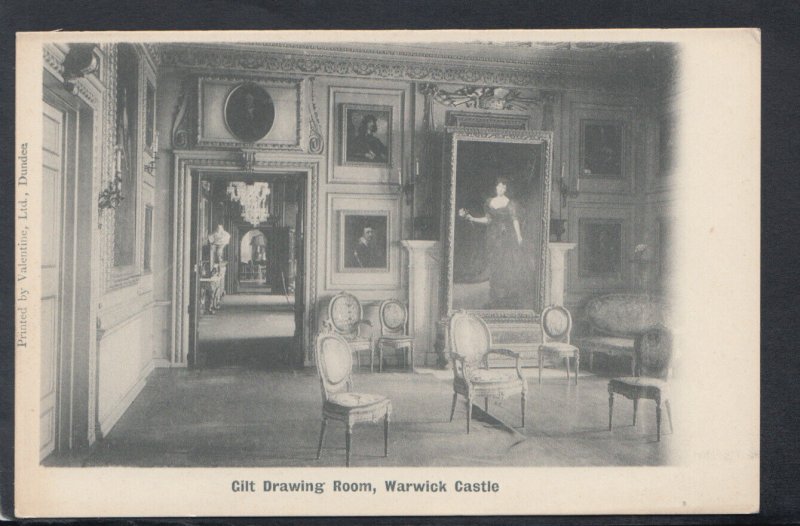 Warwickshire Postcard - Gilt Drawing Room, Warwick Castle    RS18685