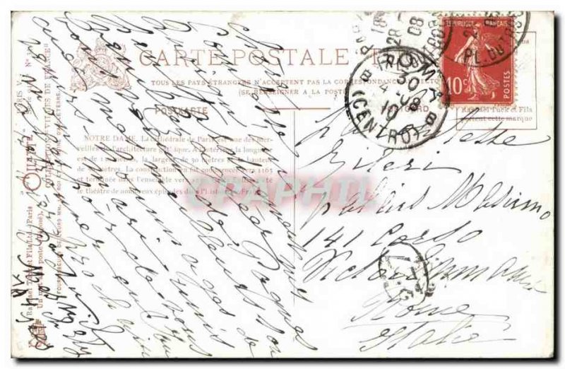 Paris Old Postcard Notre Dame at night