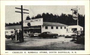 South Danville NH Charles H. Kimball Store Mobilgas Gas Station Postcard