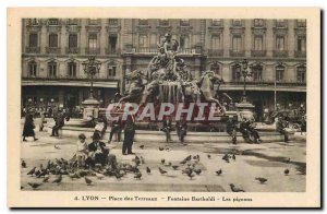 Old Postcard Lyon Place Bellecour Fontaine Bartholdi Pigeons