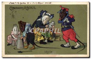 Old Postcard Rats Mouse Shoes Raoul Army Romance