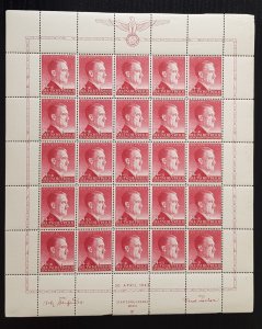 GERMAN THIRD REICH GENERAL GOVERNMENT OCC ADOLF HITLER SHEET 24Gr +1ZL 1943 MNH