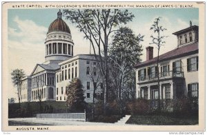 State Capitol With Governor's Residence Formerly The Mansion Of James G. Blai...