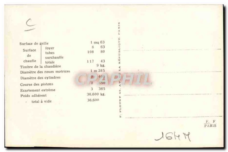 Postcard Old Train Locomotive Machine 3282