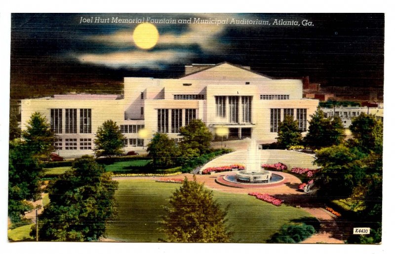 GA - Atlanta. Joel Hurt Memorial Fountain & Municipal Auditorium