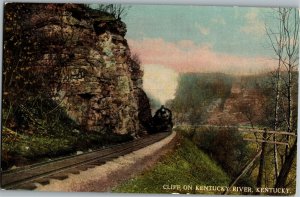 Cliff on Kentucky River KY Train Railroad Vintage Postcard D14