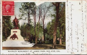 McKinley Monument St James Park San Jose California Vintage Postcard C053