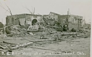 Postcard RPPC View of Baker Home after Tornado, Woodward, OK.   L3