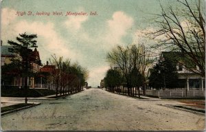 Postcard High Street Looking West in Montpelier, Indiana~4313