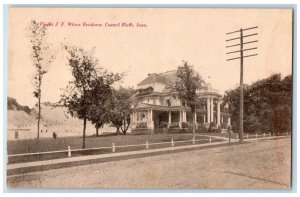 c1910 Florist J.F. Wilcox Residence Council Bluffs Iowa IA Antique Postcard