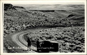 Lake County Oregon OR Rim Rock County Classic Car Real Photo Vintage Postcard