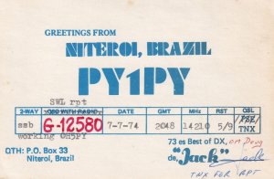 Niteroi Brazil 1970s QSL Radio Card