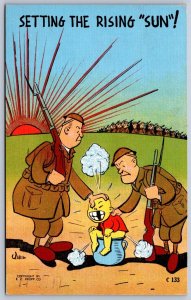DS1/ Patriotic Postcard c1940s Anti-Japan WWII Soldiers Comic Rising Sun 90
