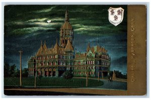 1909 Capitol Hartford Connecticut CT, Jackson MI Embossed Airbrushed Postcard