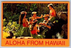 Polynesian Beauties, Aloha From Hawaii, 1986 Chrome Postcard