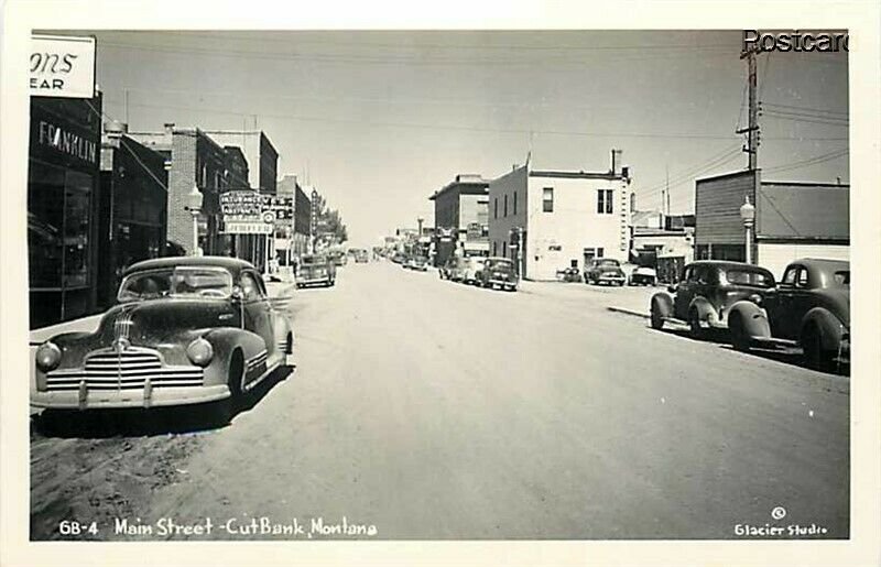 MT, Cut Bank, Montana, Main Street, Glacier Studio No. 6B-4, RPPC