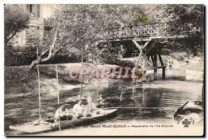 Postcard Old Saint Maur Creteil Footbridge Miss Fleurie fishermen