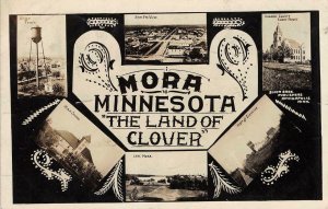 RPPC MORA, MN Multi-View Depot, Court House Minnesota 1913 Vintage Postcard