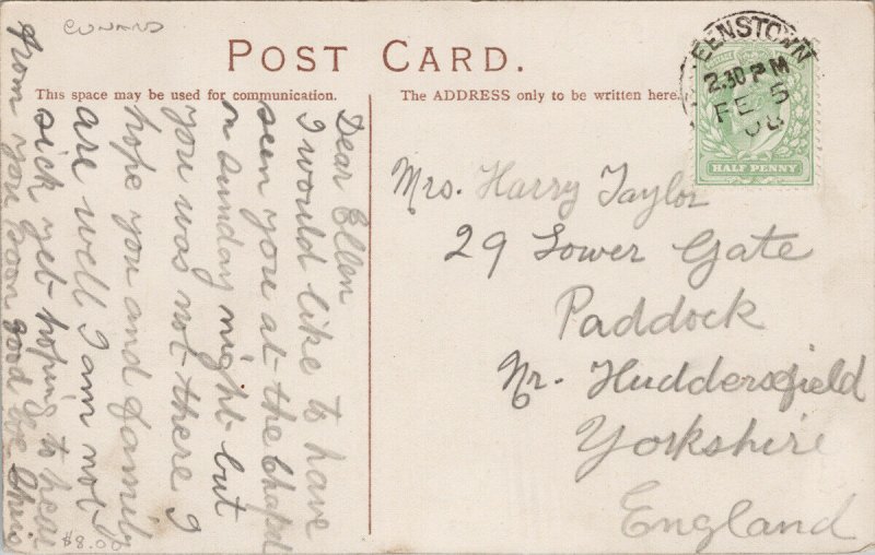 RMS 'Ivernia' Cunard Line Hands Across The Sea Ship c1908 Postcard E81