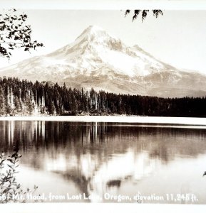 RPPC Mount Hood From Lost Lake Oregon 1920s Sawyer Pacific Northwest PCBG6F