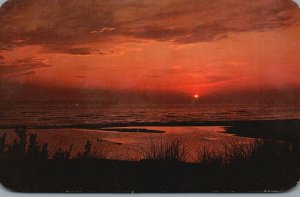 Vintage Postcard Lake Sunset Gentle Sound of Waves Rustling Dune Grass Michigan