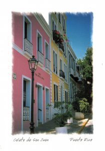 VINTAGE CONTINENTAL SIZE POSTCARD CALETA DE SAN JUAN STREET SCENE PUERTO RICO