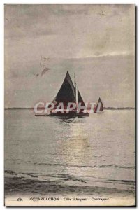 Old Postcard Arcachon Cote d & # 39Argant Contrejour Boat