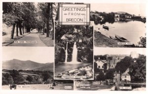 Greetings From Brecon Newton Pool River RPC Welsh Postcard