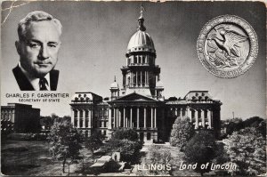 Charles F Carpentier Sectretary State Illinois Capitol Building VTG Postcard UNP