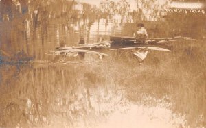 Florida Palatlakaha River Row Boats Canoes Real Photo Vintage Postcard AA74496