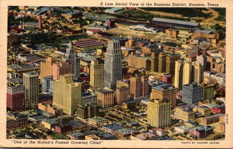 Texas Houston Business District Aerial View 1957 Curteich