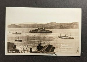 Mint Vintage Farewell San Francisco Boats Passing Alcaraz Island RPPC Real Photo