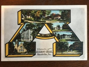 Letter A View of Allegheny College, Meadville, PA Lettermen D12