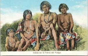 Indios Tierra del Fuego Chile Postcard E45 UNUSED