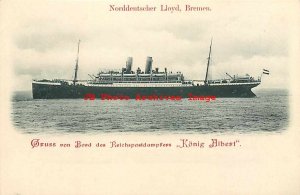 Norddeutscher Lloyd Bremen Steamship, Steamer King Albert, Gruss von Bord