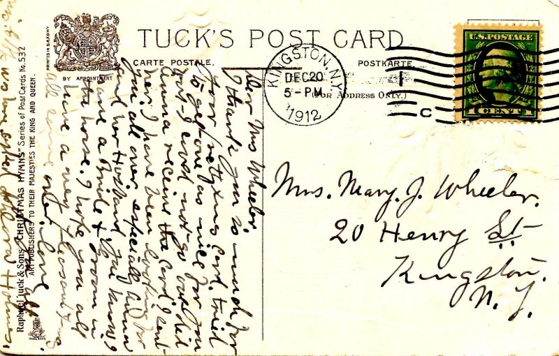 Greeting - Christmas.   Tuck     (corner missing)