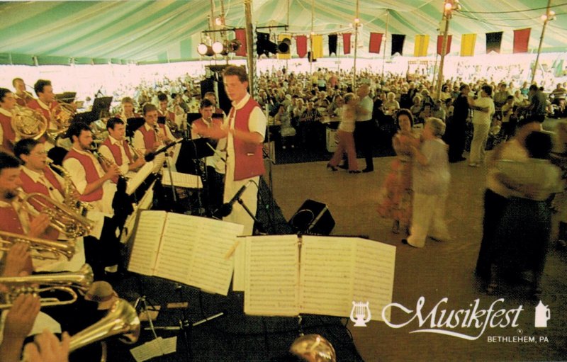 Musikfest's Bavarian-style Alpine band beneath large tent Bethlehem PA P...