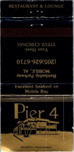 Vintage Matchbook Cover Pier 4 Restaurant & Lounge Mobile, Alabama MB171