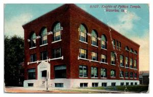 1912 Knights of Pythias Temple, Waterloo, IA Postcard *5N10