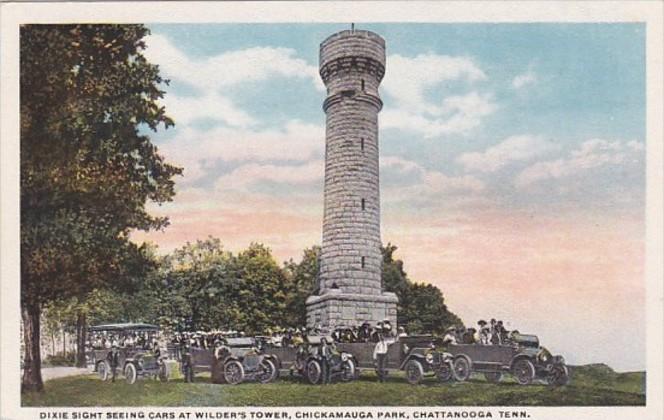 Tennessee Chattanooga Dixie Sight Seeing Cars At Wilder's Tower Curteich