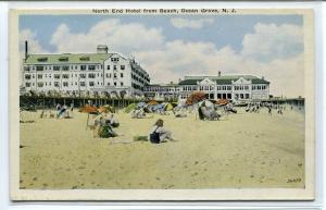 Beach Scene North End Hotel Ocean Grove New Jersey 1920s postcard