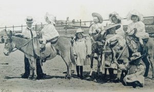 Children With Donkeys On The Sands West Kirby Cheshire Vintage Postcard 1907