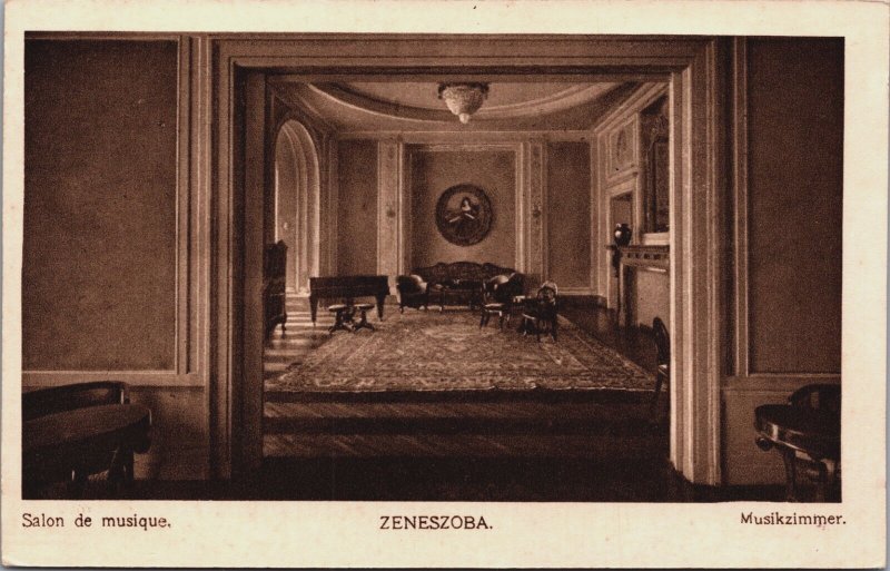 Hungary Budapest Zeneszoba Vintage Postcard C048